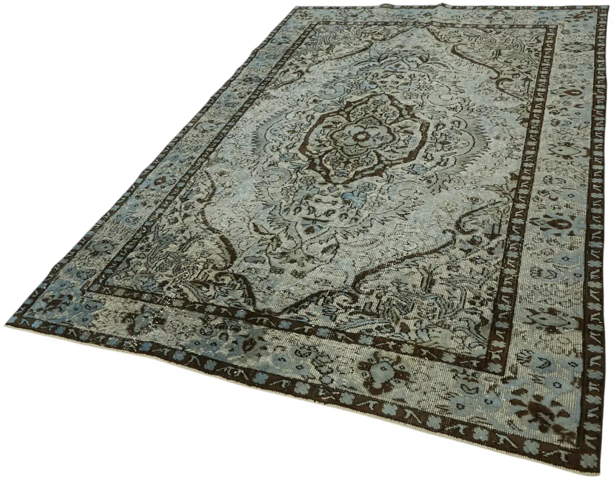 Oyma Mavi Pamuk Üzerine Yün El Dokuma Kilim-181x270 - Görsel 3