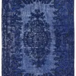 Oyma Mavi Pamuk Üzerine Yün El Dokuma Kilim-201x293