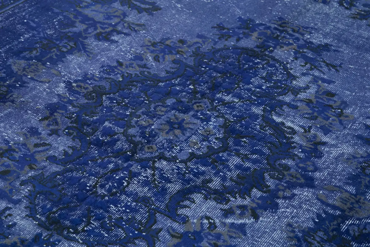 Oyma Mavi Pamuk Üzerine Yün El Dokuma Kilim-201x293 - Görsel 5