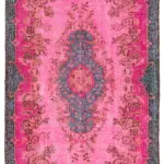 Oyma Pembe Pamuk Üzerine Yün El Dokuma Kilim-156x292