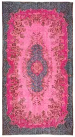 Oyma Pembe Pamuk Üzerine Yün El Dokuma Kilim-156x292