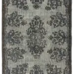 Oyma Gri Pamuk Üzerine Yün El Dokuma Kilim-195x280