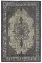 Oyma Gri Pamuk Üzerine Yün El Dokuma Kilim-210x321