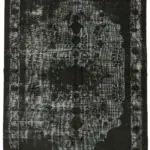 Oyma Siyah Pamuk Üzerine Yün El Dokuma Kilim-206x295