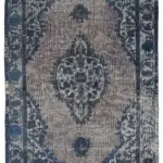 Oyma Mavi Pamuk Üzerine Yün El Dokuma Kilim-176x276