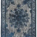 Oyma Mavi Pamuk Üzerine Yün El Dokuma Kilim-191x300