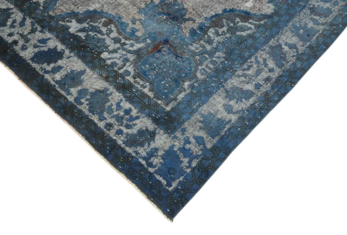 Oyma Mavi Pamuk Üzerine Yün El Dokuma Kilim-191x300 - Görsel 4