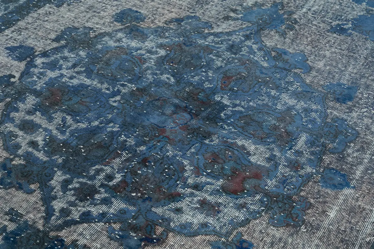 Oyma Mavi Pamuk Üzerine Yün El Dokuma Kilim-191x300 - Görsel 5