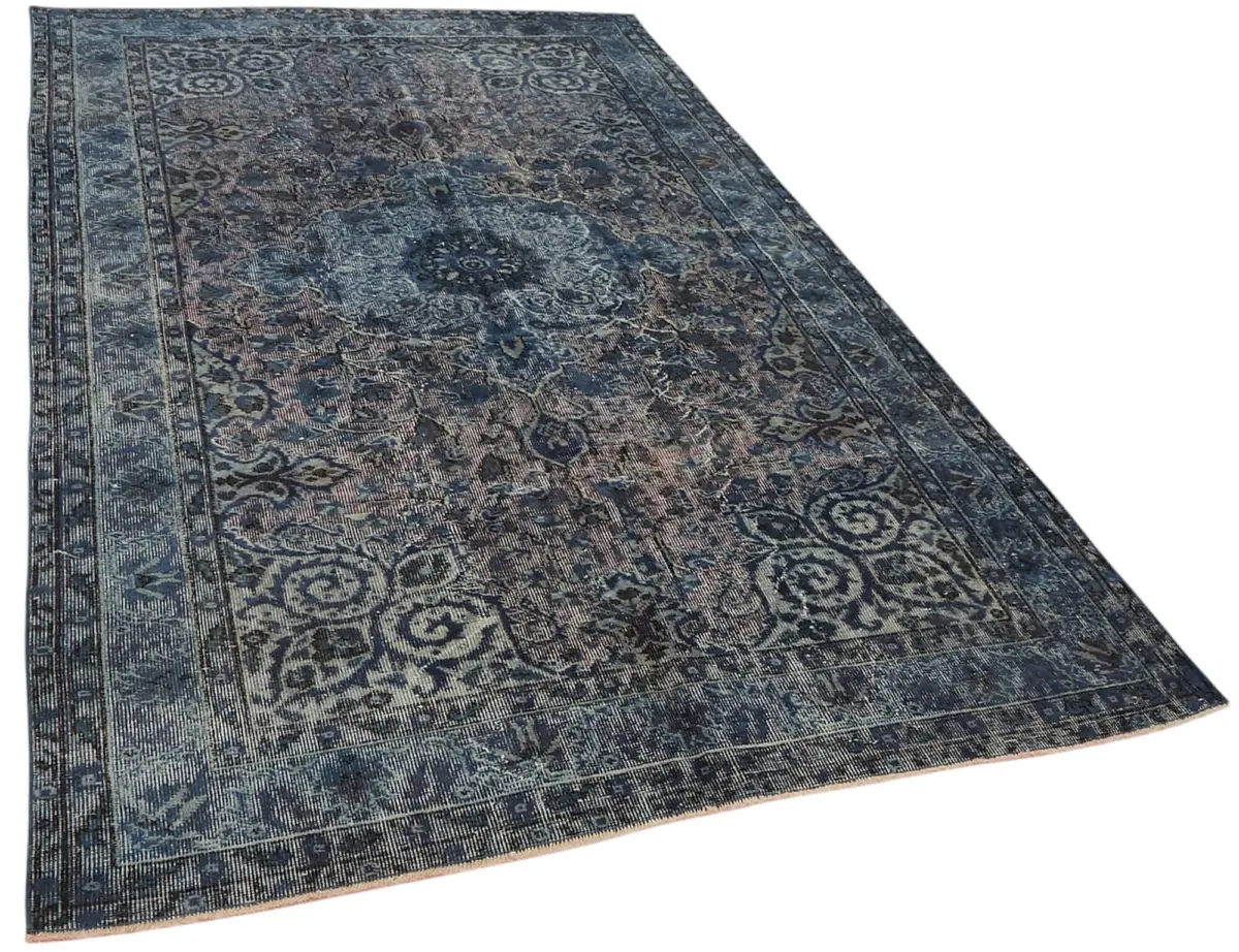 Oyma Mavi Pamuk Üzerine Yün El Dokuma Kilim-164x270 - Görsel 2