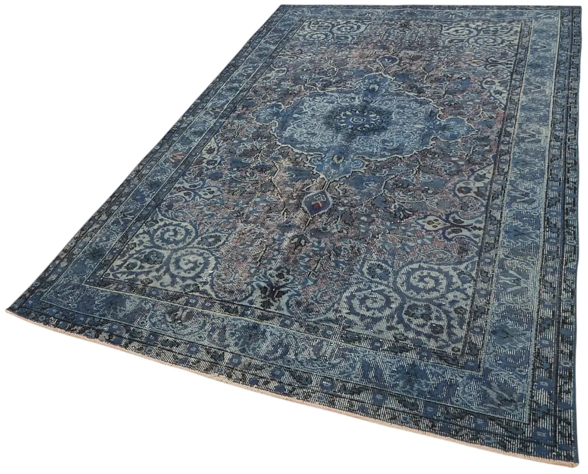 Oyma Mavi Pamuk Üzerine Yün El Dokuma Kilim-164x270 - Görsel 3