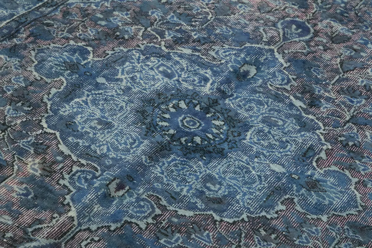 Oyma Mavi Pamuk Üzerine Yün El Dokuma Kilim-164x270 - Görsel 5