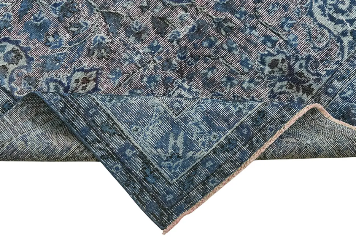 Oyma Mavi Pamuk Üzerine Yün El Dokuma Kilim-164x270 - Görsel 6