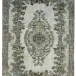 Oyma Mavi Pamuk Üzerine Yün El Dokuma Kilim-196x287