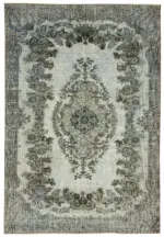 Oyma Mavi Pamuk Üzerine Yün El Dokuma Kilim-196x287