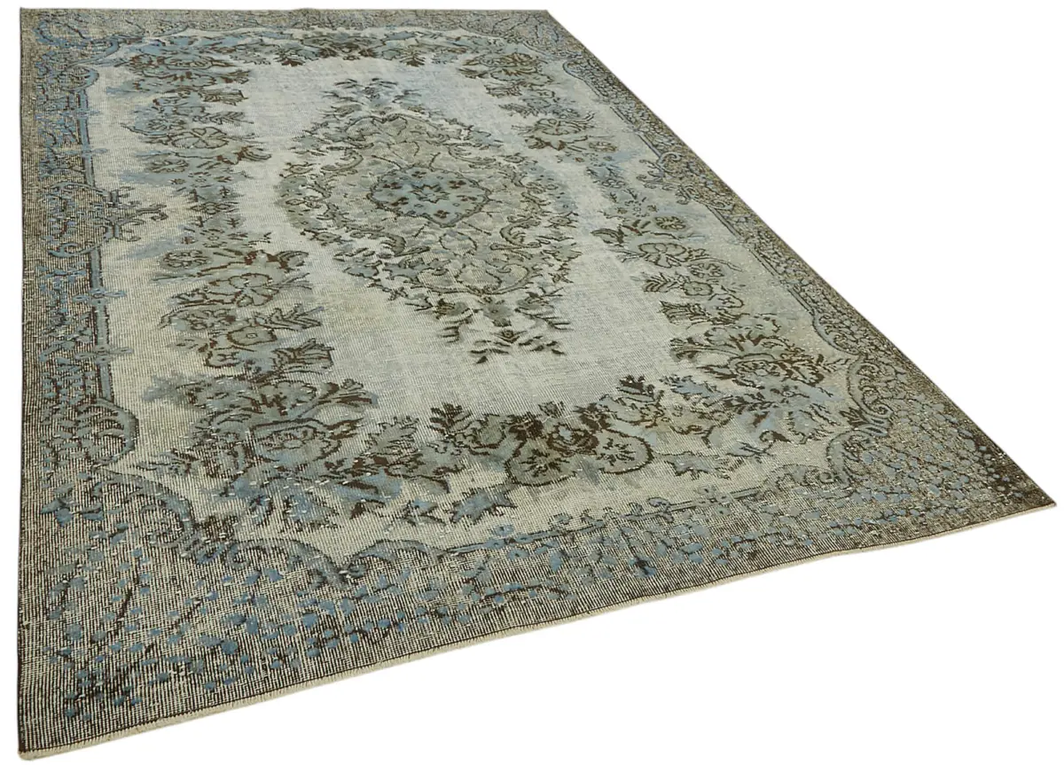 Oyma Mavi Pamuk Üzerine Yün El Dokuma Kilim-196x287 - Görsel 2