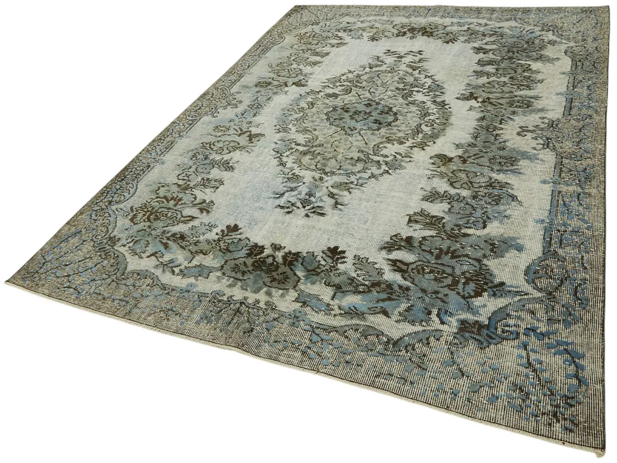 Oyma Mavi Pamuk Üzerine Yün El Dokuma Kilim-196x287 - Görsel 3