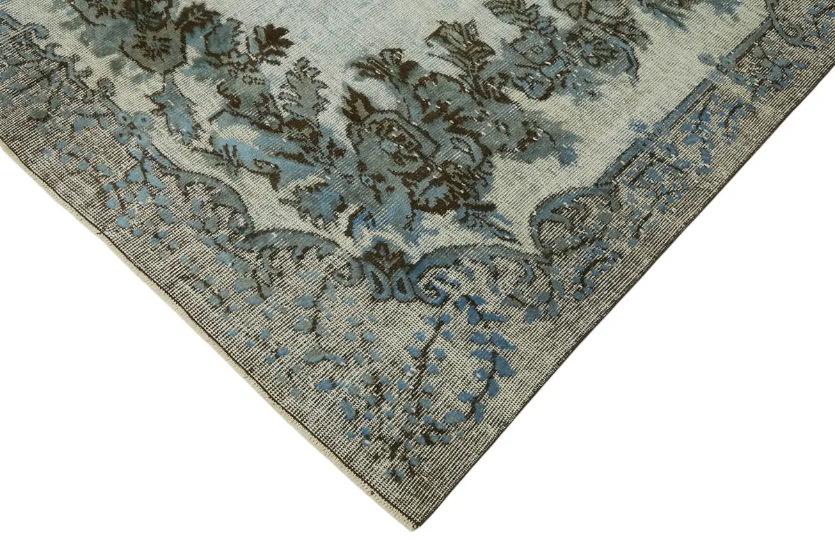 Oyma Mavi Pamuk Üzerine Yün El Dokuma Kilim-196x287 - Görsel 4