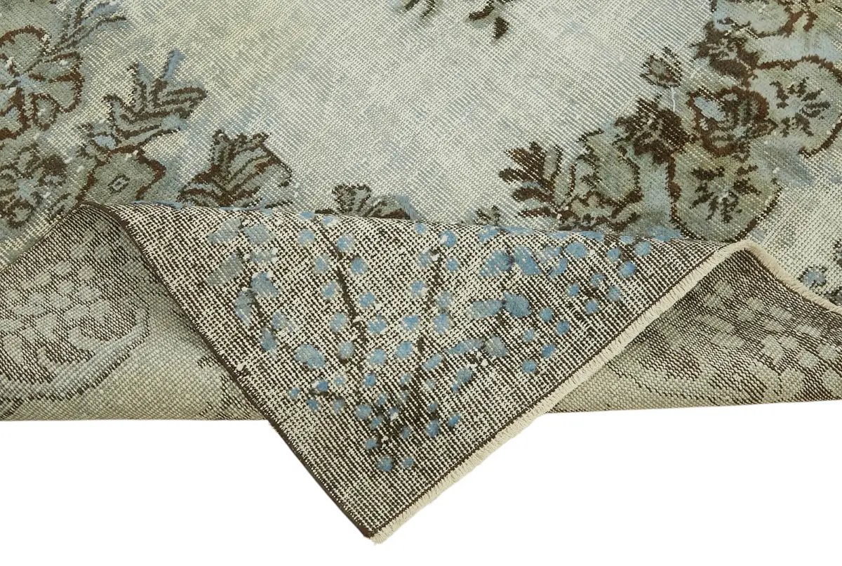 Oyma Mavi Pamuk Üzerine Yün El Dokuma Kilim-196x287 - Görsel 6