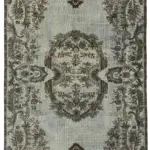 Oyma Gri Pamuk Üzerine Yün El Dokuma Kilim-174x272
