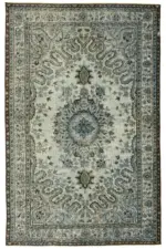 Oyma Mavi Pamuk Üzerine Yün El Dokuma Kilim-165x263