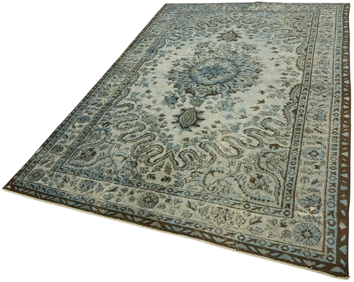 Oyma Mavi Pamuk Üzerine Yün El Dokuma Kilim-165x263 - Görsel 3