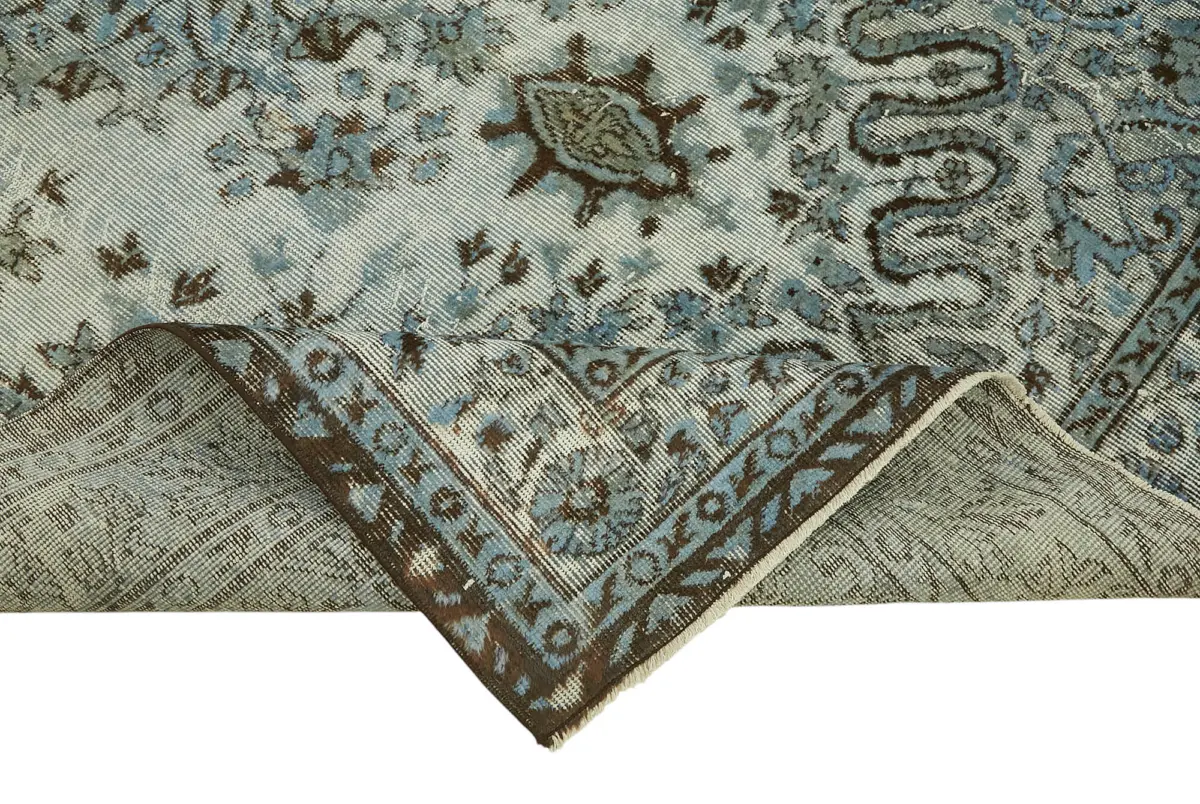 Oyma Mavi Pamuk Üzerine Yün El Dokuma Kilim-165x263 - Görsel 6