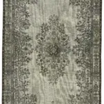 Oyma Gri Pamuk Üzerine Yün El Dokuma Kilim-191x334