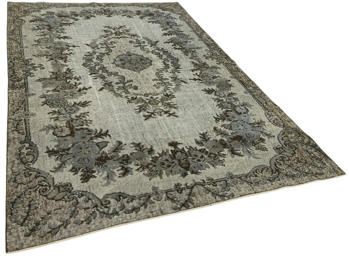 Oyma Gri Pamuk Üzerine Yün El Dokuma Kilim-182x294 - Görsel 2