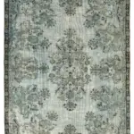 Oyma Mavi Pamuk Üzerine Yün El Dokuma Kilim-200x308