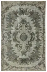Oyma Gri Pamuk Üzerine Yün El Dokuma Kilim-171x273