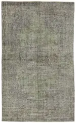 Oyma Gri Pamuk Üzerine Yün El Dokuma Kilim-156x260