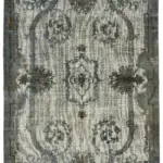 Oyma Gri Pamuk Üzerine Yün El Dokuma Kilim-188x294