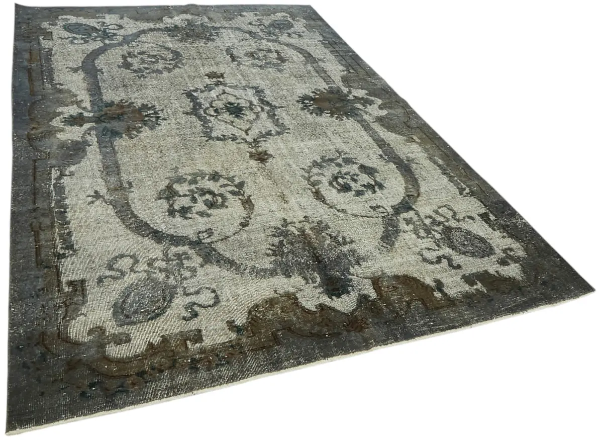 Oyma Gri Pamuk Üzerine Yün El Dokuma Kilim-188x294 - Görsel 2