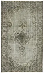 Oyma Gri Pamuk Üzerine Yün El Dokuma Kilim-170x288
