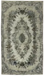 Oyma Mavi Pamuk Üzerine Yün El Dokuma Kilim-170x301