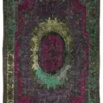 Oyma Yeşil Pamuk Üzerine Yün El Dokuma Kilim-183x295