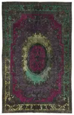Oyma Yeşil Pamuk Üzerine Yün El Dokuma Kilim-183x295