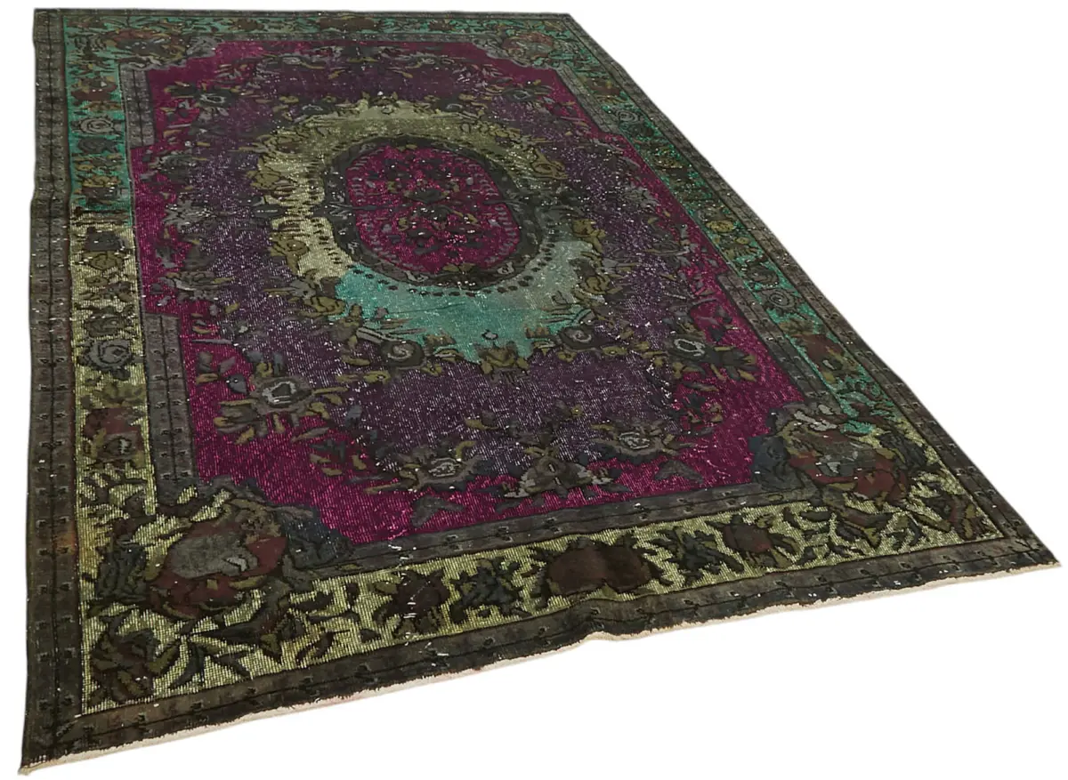 Oyma Yeşil Pamuk Üzerine Yün El Dokuma Kilim-183x295 - Görsel 2