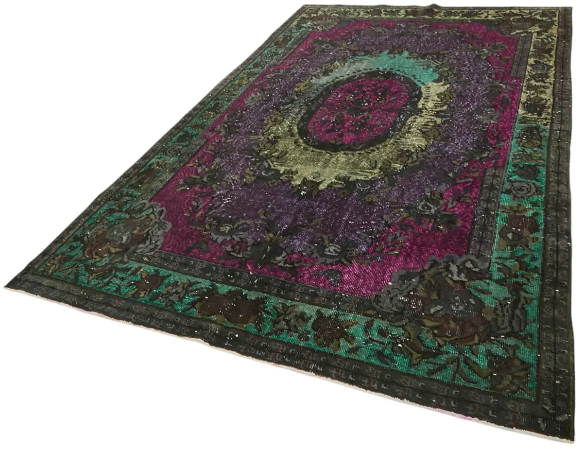 Oyma Yeşil Pamuk Üzerine Yün El Dokuma Kilim-183x295 - Görsel 3