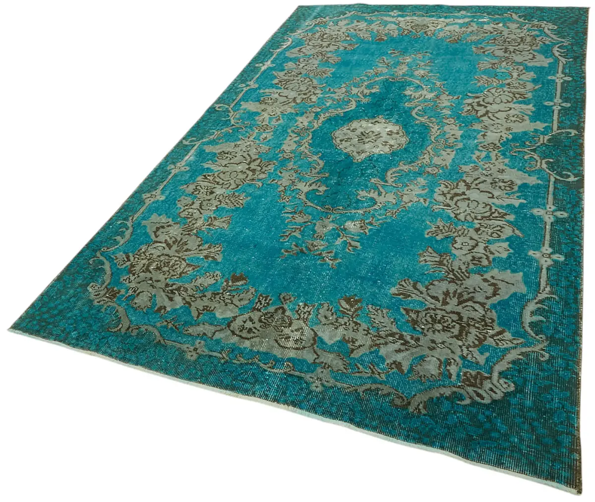 Oyma Turkuaz Pamuk Üzerine Yün El Dokuma Kilim-147x262 - Görsel 3