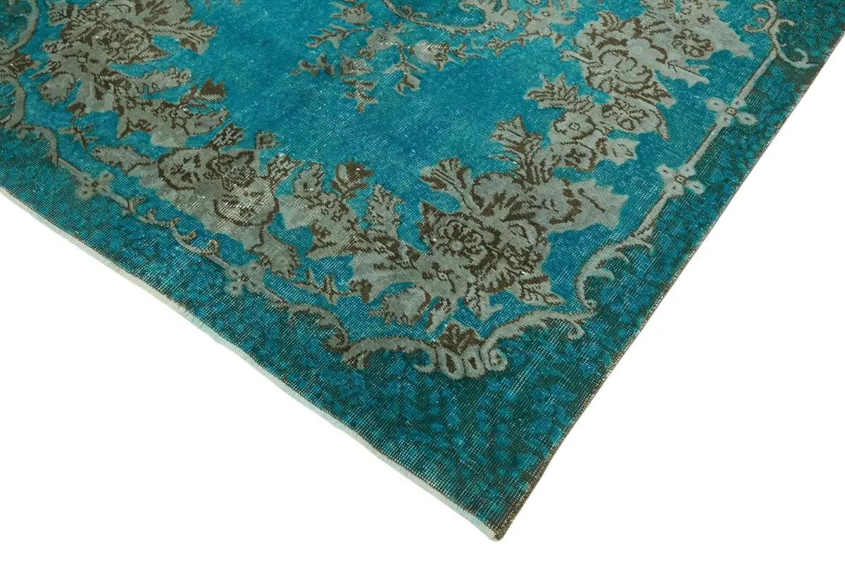 Oyma Turkuaz Pamuk Üzerine Yün El Dokuma Kilim-147x262 - Görsel 4