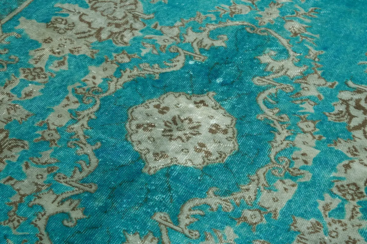 Oyma Turkuaz Pamuk Üzerine Yün El Dokuma Kilim-147x262 - Görsel 5