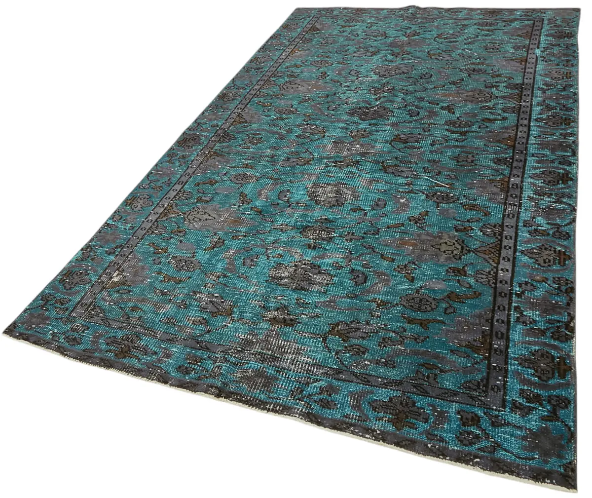 Oyma Turkuaz Pamuk Üzerine Yün El Dokuma Kilim-162x277 - Görsel 3