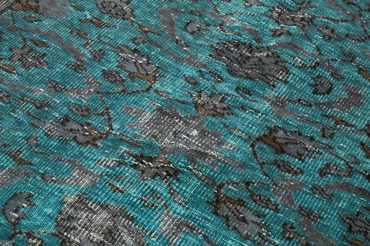 Oyma Turkuaz Pamuk Üzerine Yün El Dokuma Kilim-162x277 - Görsel 5