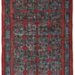 Oyma Kırmızı Pamuk Üzerine Yün El Dokuma Kilim-188x316