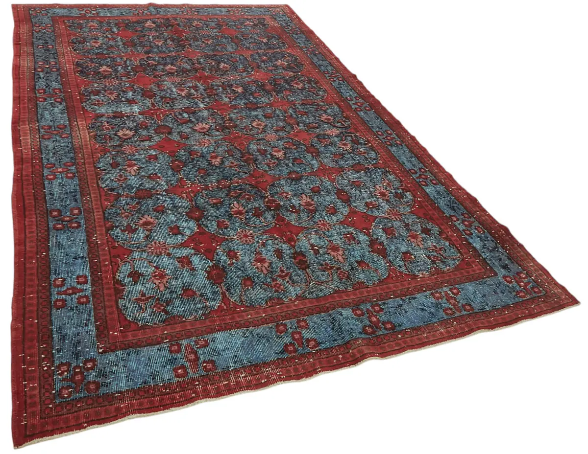 Oyma Kırmızı Pamuk Üzerine Yün El Dokuma Kilim-188x316 - Görsel 2