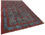 Oyma Kırmızı Pamuk Üzerine Yün El Dokuma Kilim-188x316 - Görsel 2