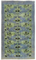 Oyma Yeşil Pamuk Üzerine Yün El Dokuma Kilim-150x262