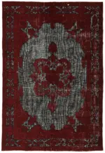 Oyma Kırmızı Pamuk Üzerine Yün El Dokuma Kilim-215x320