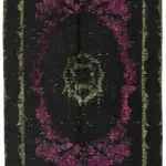 Oyma Siyah Pamuk Üzerine Yün El Dokuma Kilim-161x257